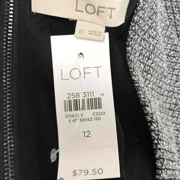 NWT Loft Gray Tweed Sleeveless Dress Size 12 - Picture 6 of 8
